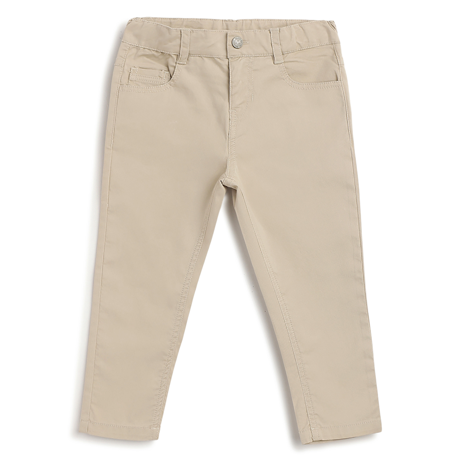 Boys Solid Trouser-Beige